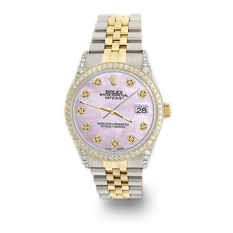 Rolex Datejust 2-Tone 36mm 1.4ct Diamond Bezel/Lugs/Pink Pearl Dial Watch