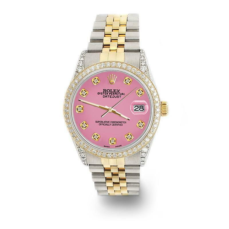 Rolex Datejust 2-Tone 36mm 1.4ct Diamond Bezel/Lugs/Hot Pink Dial Jubilee Watch