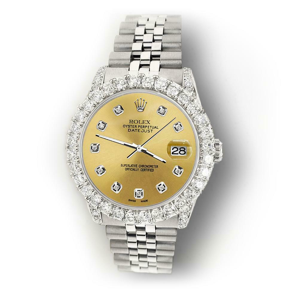 Rolex Datejust 31mm 2.95ct Diamond Bezel/Lugs/Champagne Dial Steel Midsize Watch