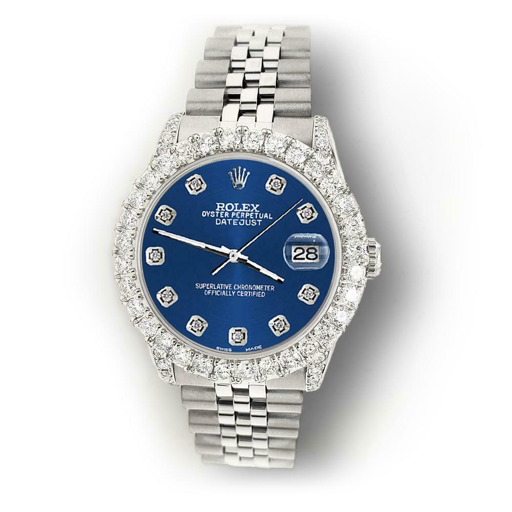 Rolex Datejust 31mm 2.95ct Diamond Bezel/Lugs/Cobalt Blue Dial Midsize Watch