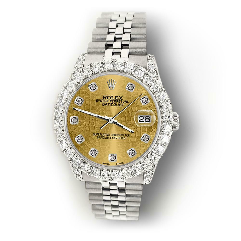 Rolex Datejust 31mm 2.95ct Diamond Bezel/Lugs/Champagne Jubilee Midsize Watch