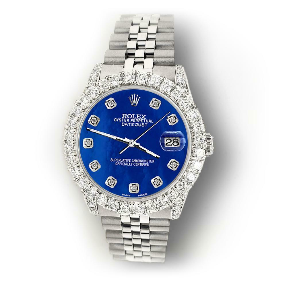 Rolex Datejust 31mm 2.95ct Diamond Bezel/Lugs/Royal Blue MOP Dial Midsize Watch