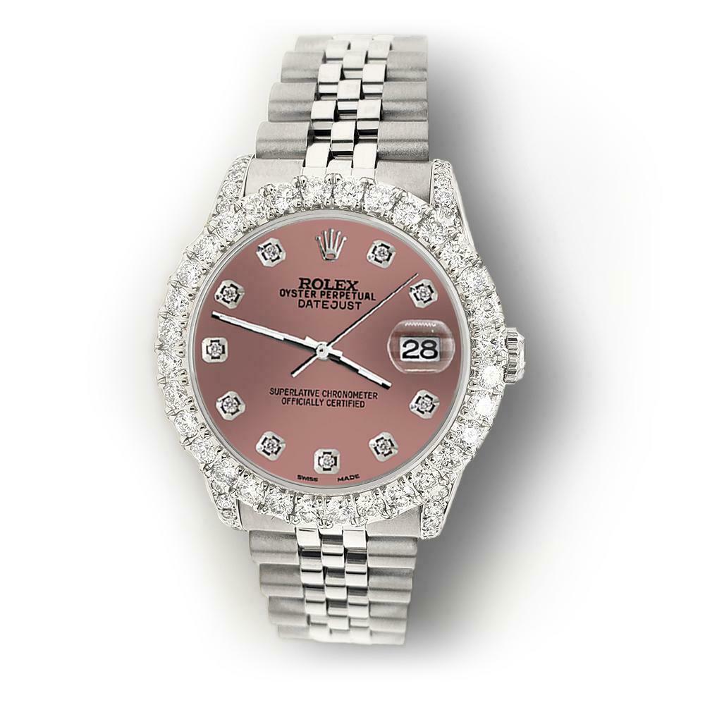 Rolex Datejust 31mm 2.95ct Diamond Bezel/Lugs/Salmon Dial Steel Midsize Watch