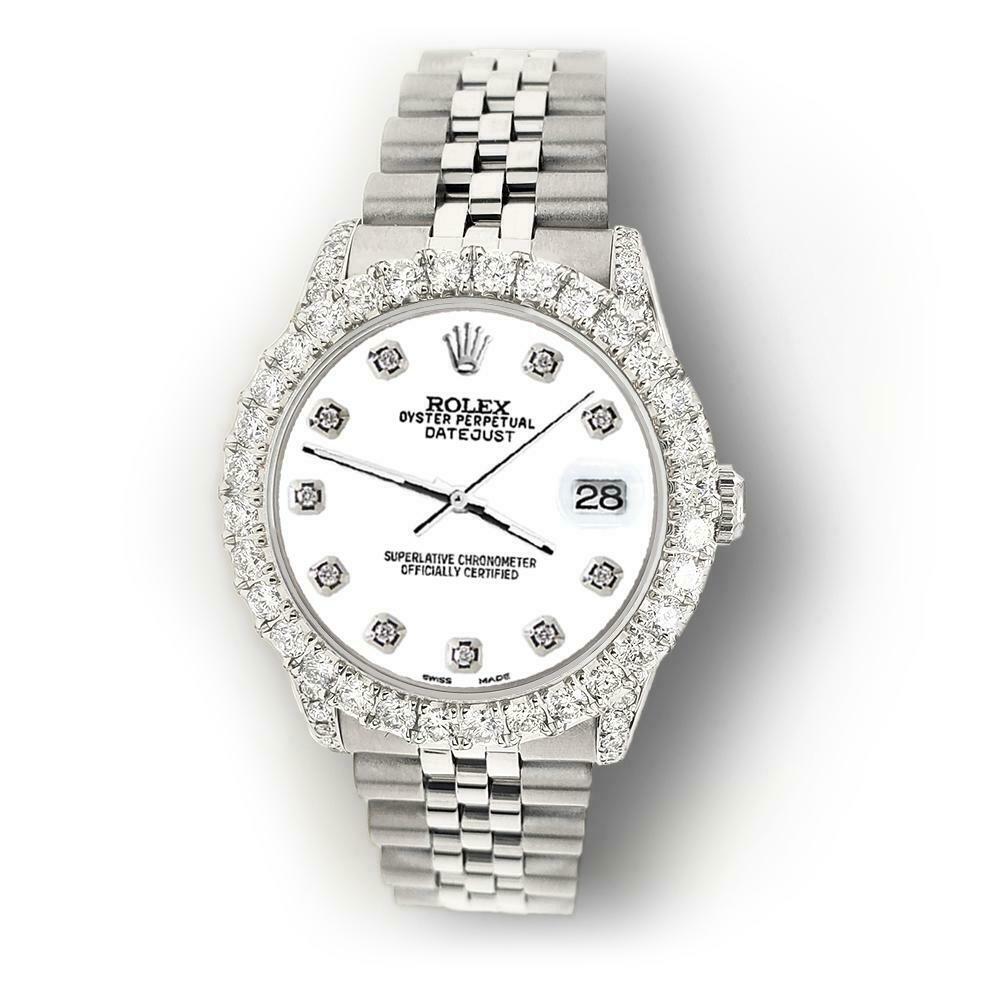 Rolex Datejust 31mm 2.95ct Diamond Bezel/Lugs/White Dial Steel Midsize Watch