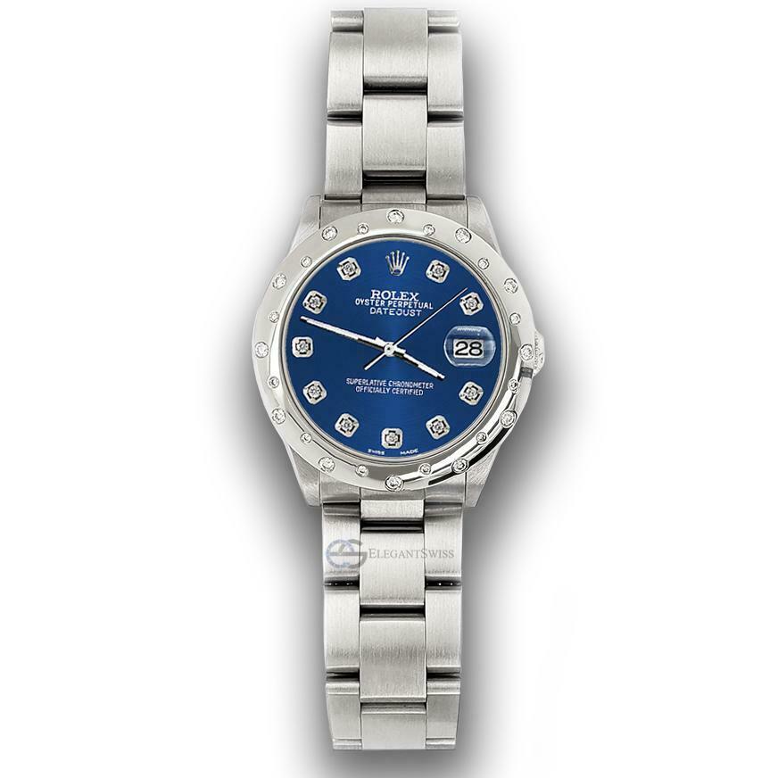 Rolex Datejust Midsize 31mm Domed 24 Diamonds Bezel/Cobalt Blue Dial Watch 78240