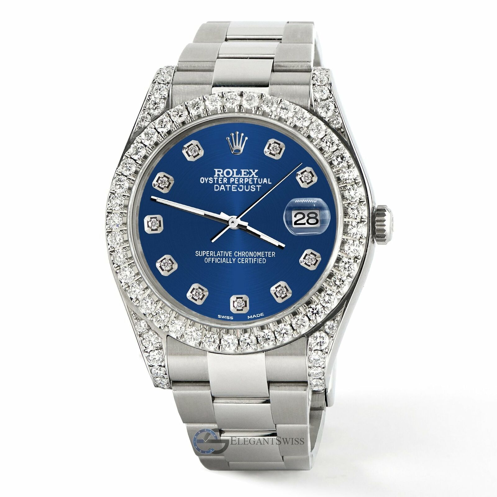 Rolex Datejust 41 126300 4.4CT Diamond Bezel/Lugs/Cobalt Blue Dial,