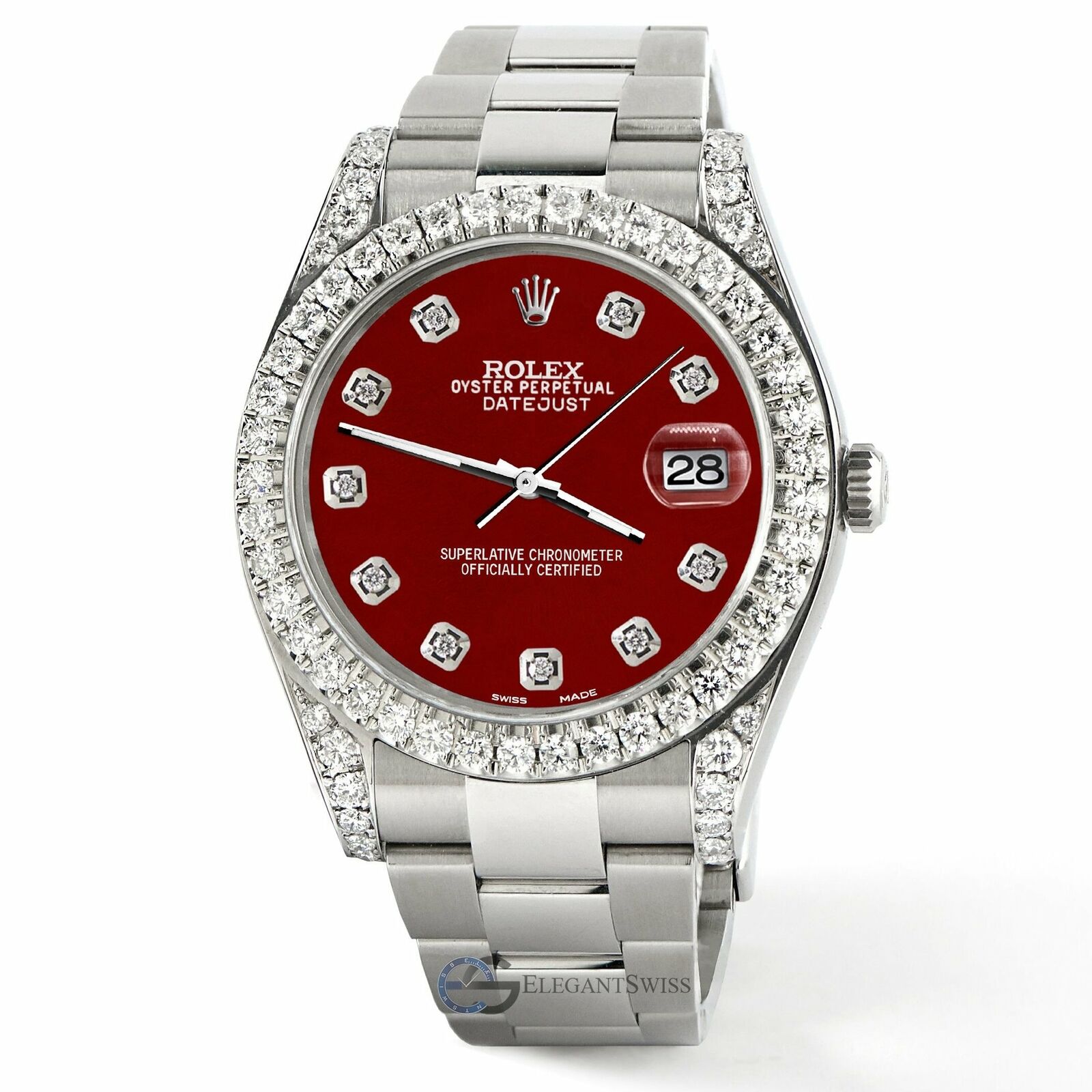 Rolex Datejust 41 126300 4.4CT Diamond Bezel/Lugs/Imperial Red Dial,