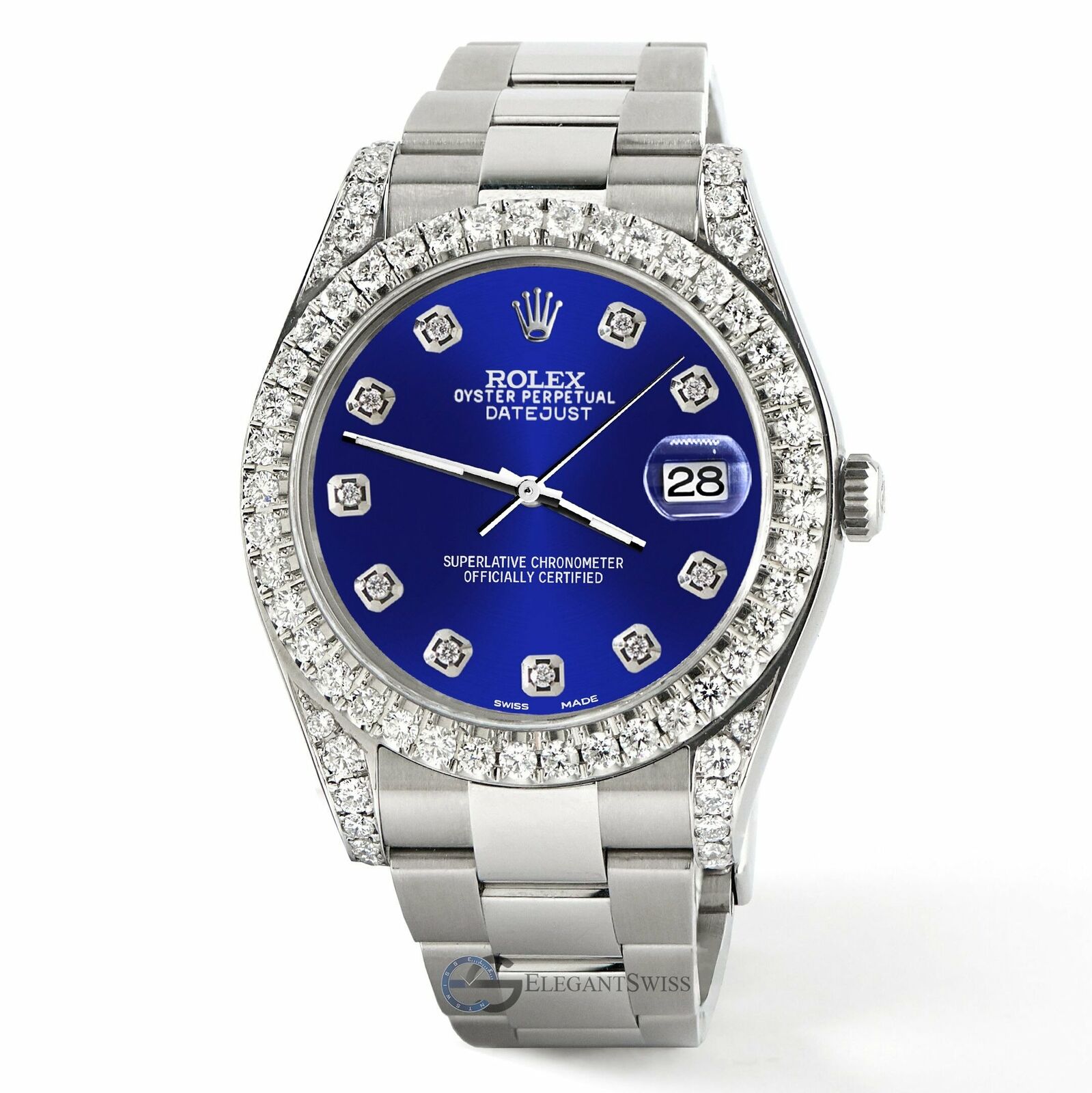 Rolex Datejust 41 126300 4.4CT Diamond Bezel/Lugs/Navy Blue Dial,
