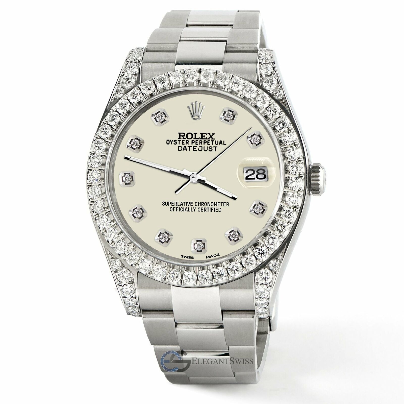 Rolex Datejust 41 126300 4.4CT Diamond Bezel/Lugs/Satin Linen Dial