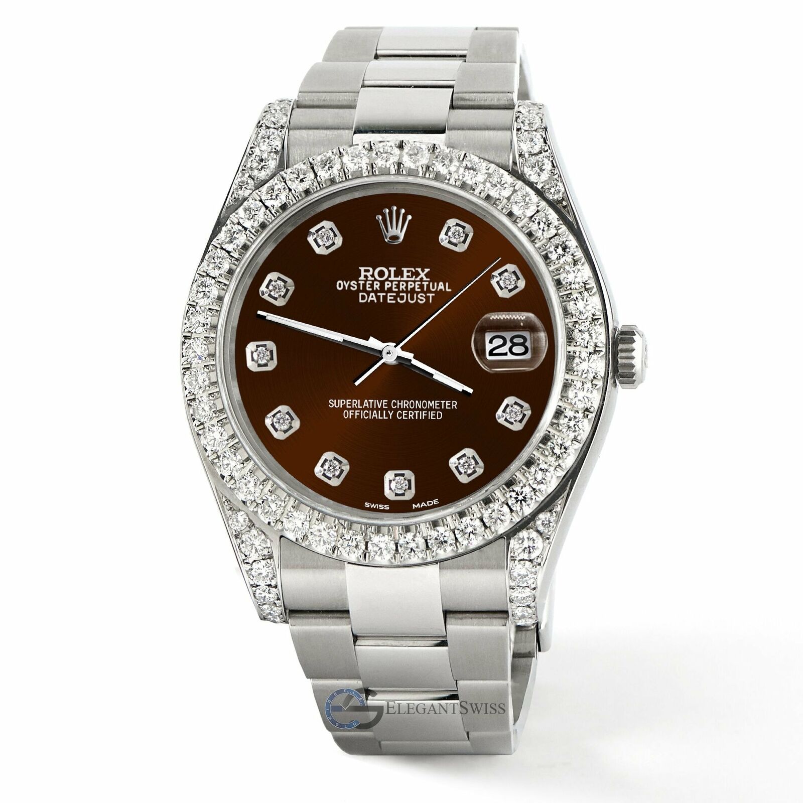 Rolex Datejust 41 126300 4.4CT Diamond Bezel/Lugs/Chocolate Dial,