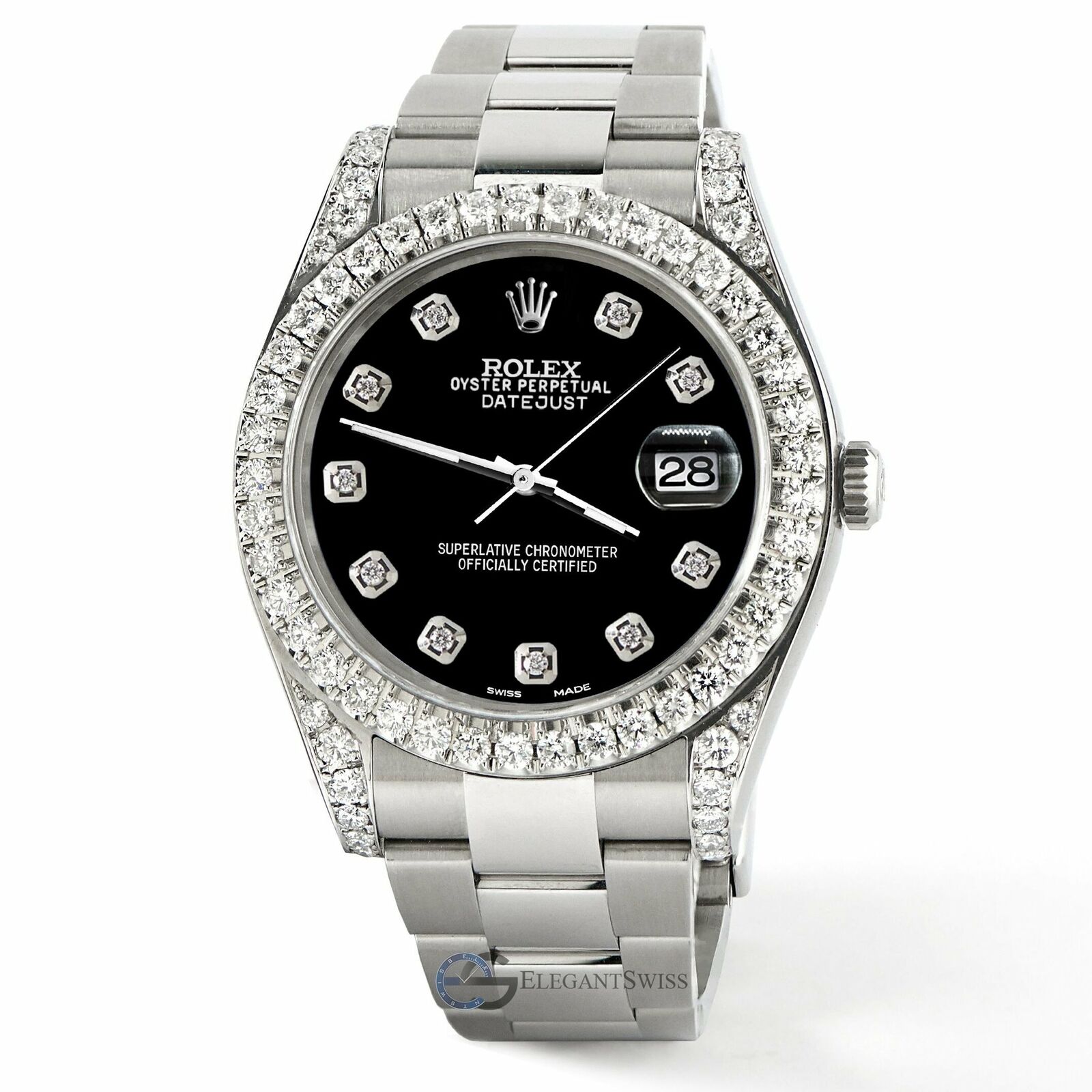 Rolex Datejust 41 126300 4.4CT Diamond Bezel/Lugs/Black Dial