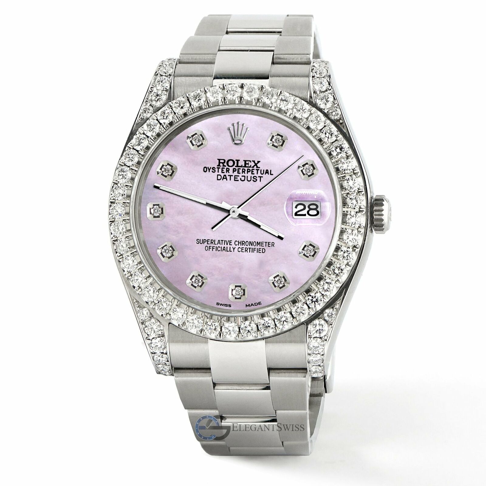 Rolex Datejust 41 126300 4.4CT Diamond Bezel/Lugs/Pink Pearl Dial,