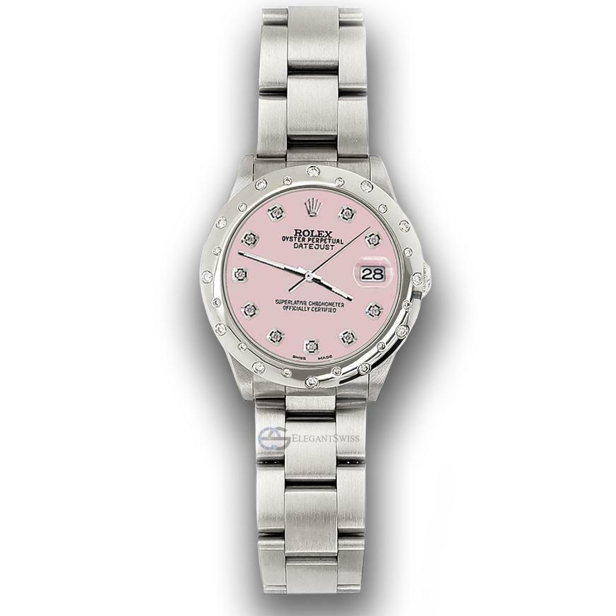 Rolex Datejust Midsize 31mm Domed 24 Diamonds Bezel/Orchid Pink Dial Watch 78240
