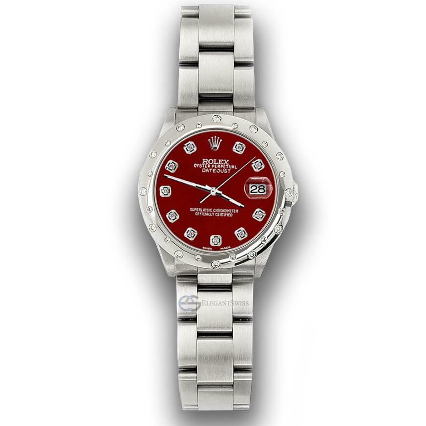 Rolex Datejust Midsize 31mm Domed 24 Diamonds Bezel/Imperial Red Dial 78240