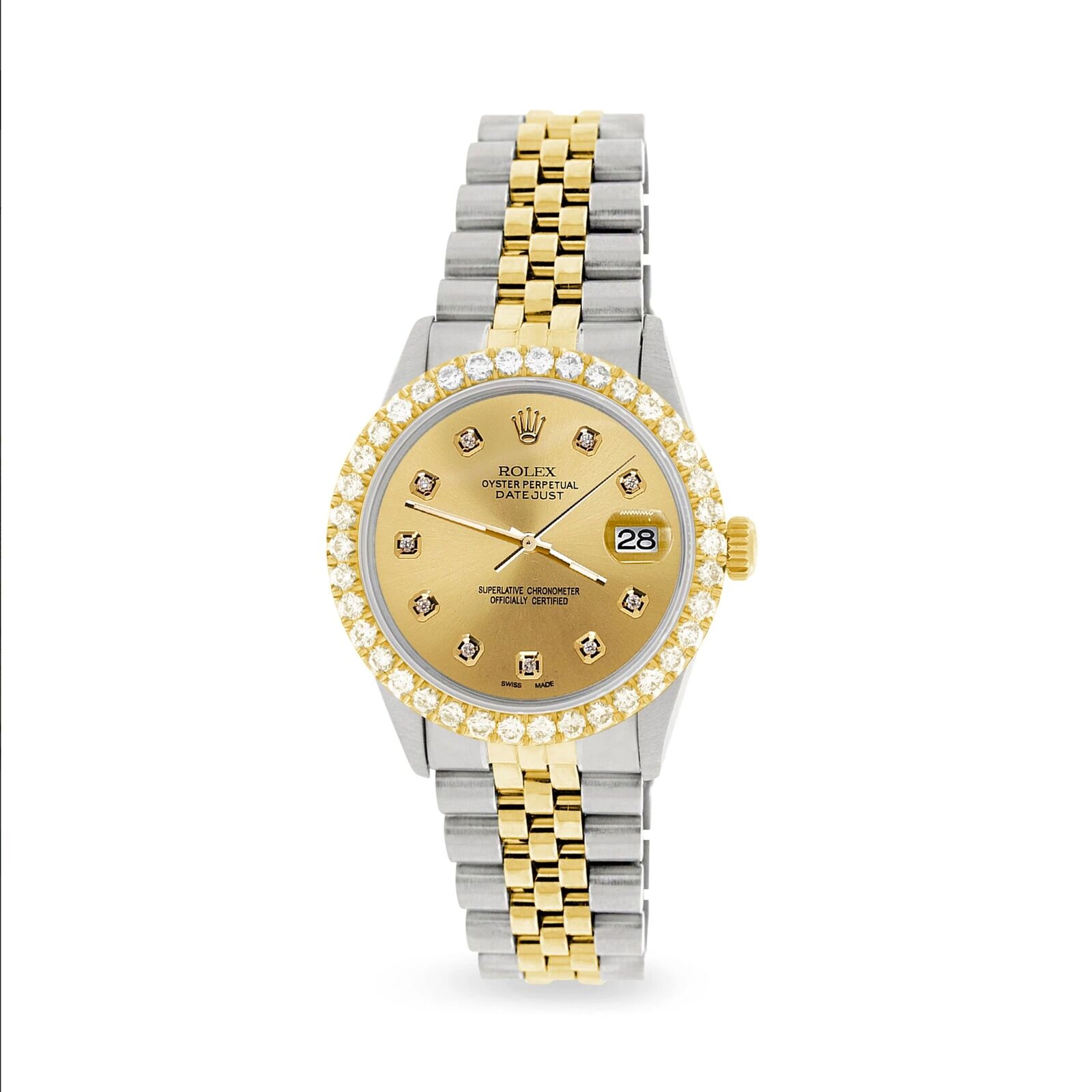Rolex Datejust 36mm 2-Tone Watch 3.05ct Diamond Bezel/Champagne Diamond Dial
