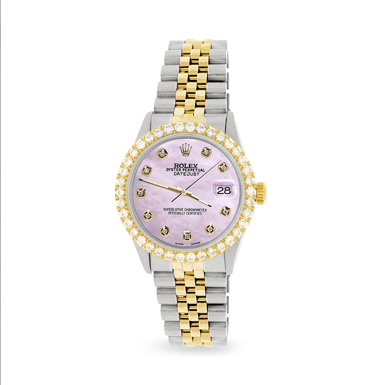 Rolex Datejust 2-Tone Watch 3.05ct Diamond Bezel/Turquoise Diamond Dial