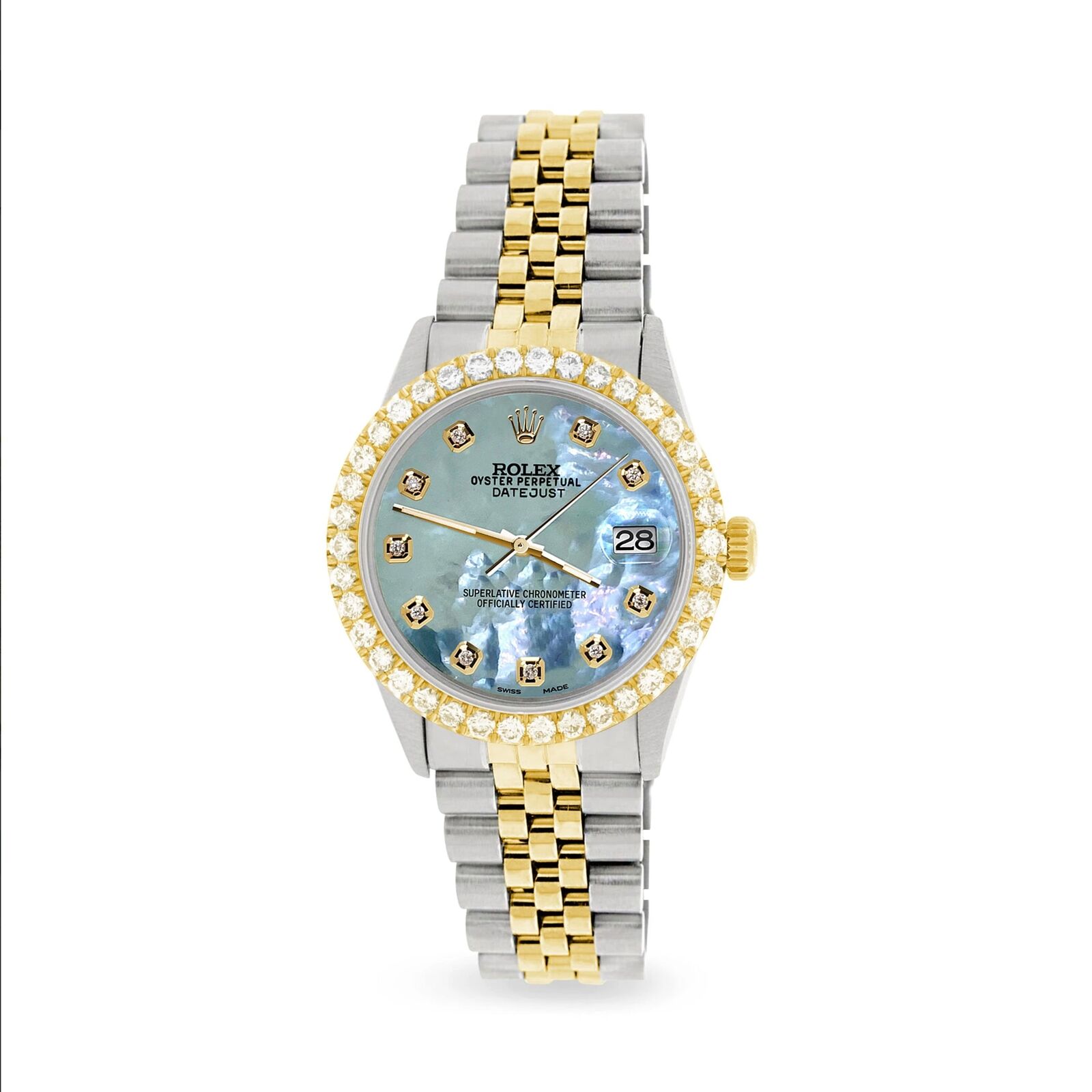 Rolex Datejust 2-Tone 3.05ct Diamond Bezel/Tahitian Blue MOP Diamond Dial