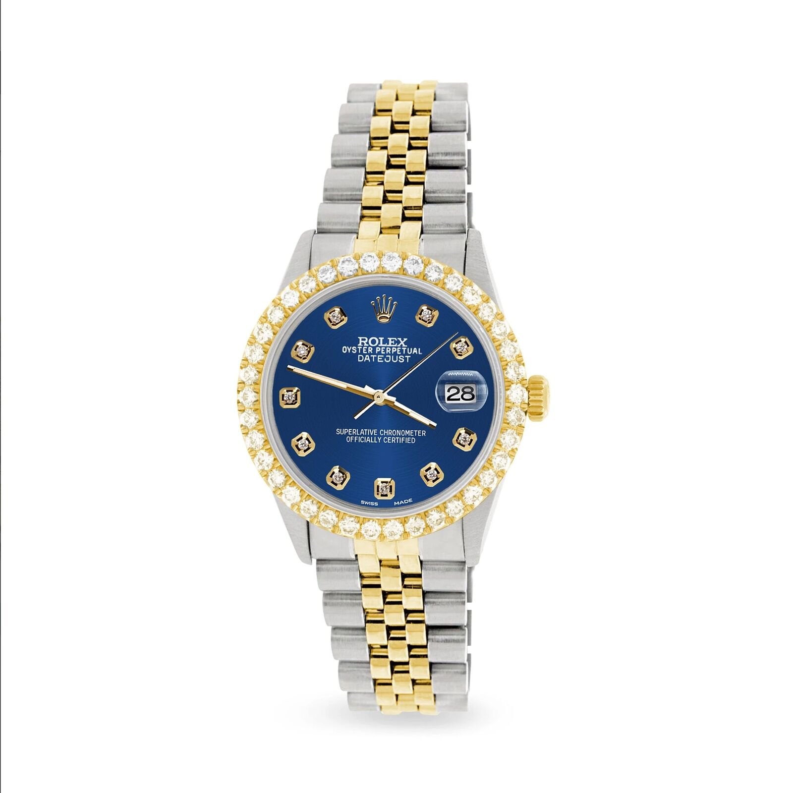 Rolex Datejust 2-Tone Watch 3.05ct Diamond Bezel/Cobalt Blue Diamond Dial