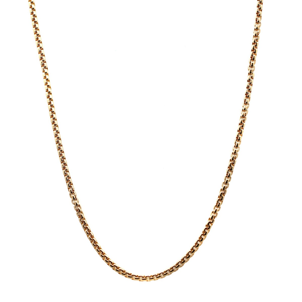 14k Solid Round Box Chain with Lobster Clasp - 18"