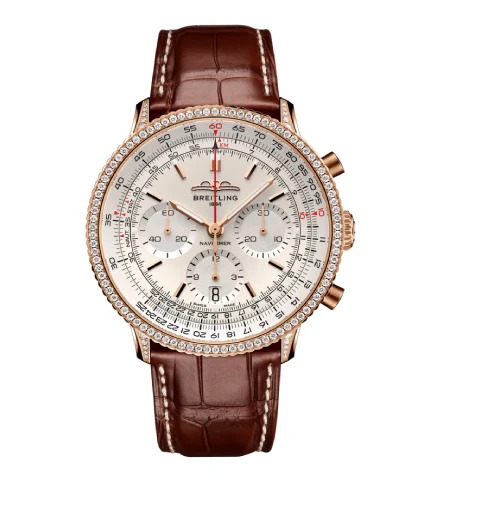 Breitling Navitimer B01 Chronograph 41 White Dial Brown Leather Band Watch