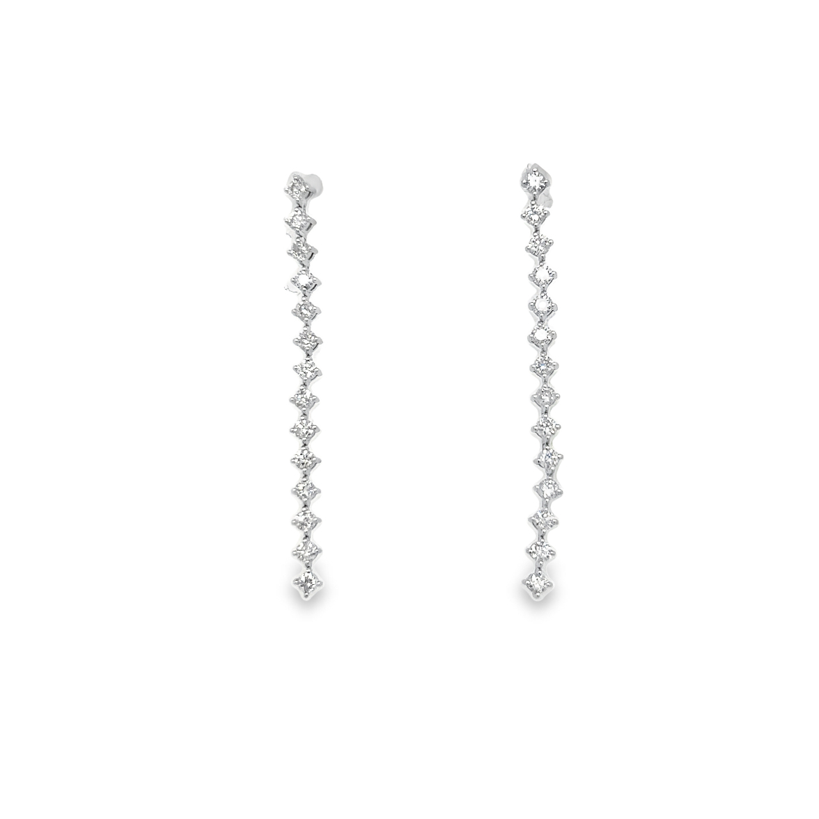 14K White Gold 1.25ctw Diamond Dangle Earrings