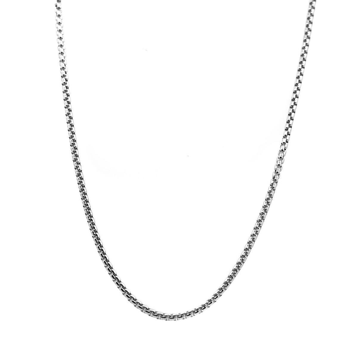 14k White Gold Solid Round Box Chain with Lobster Clasp - 24"