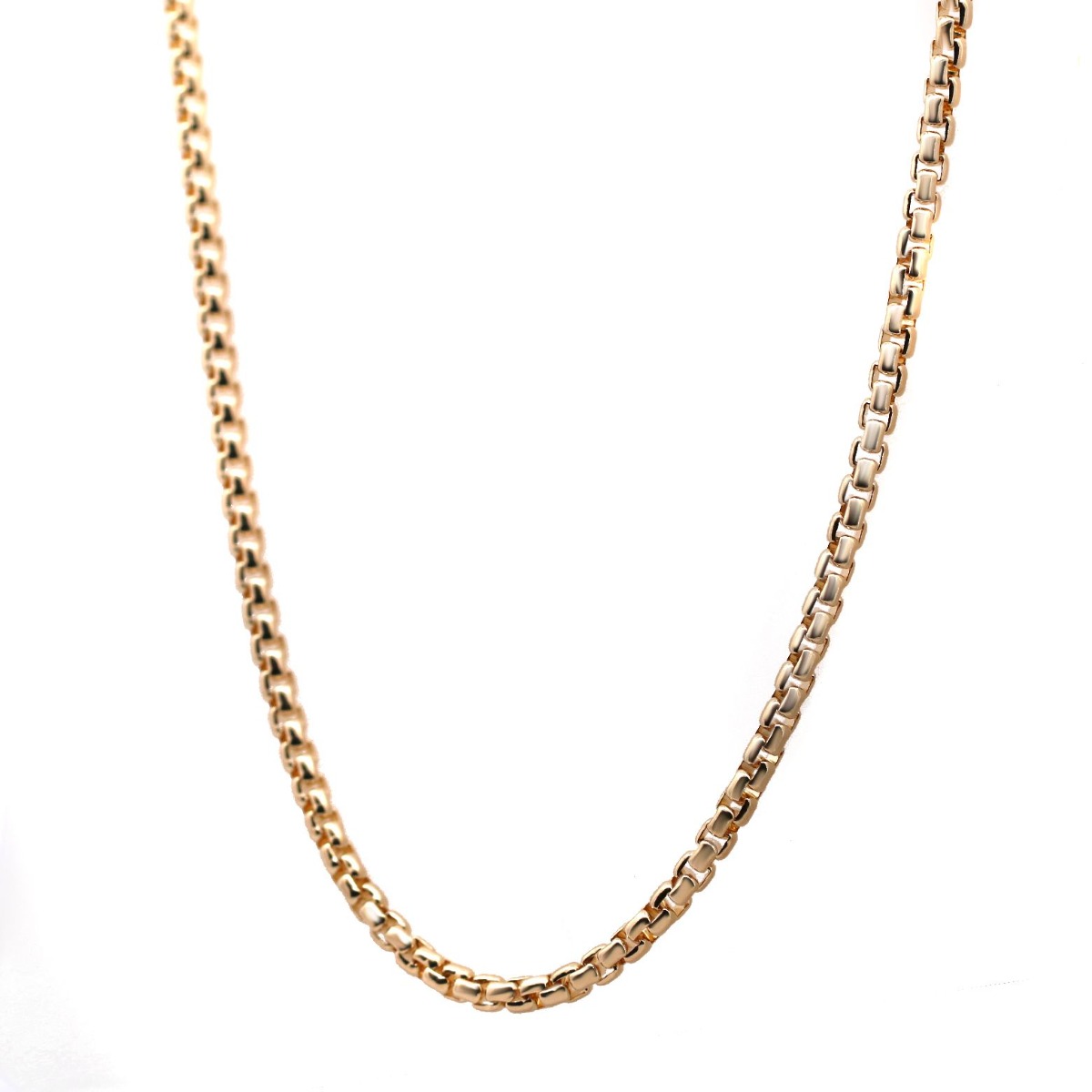14k Solid Round Box Chain with Lobster Clasp - 20" Length