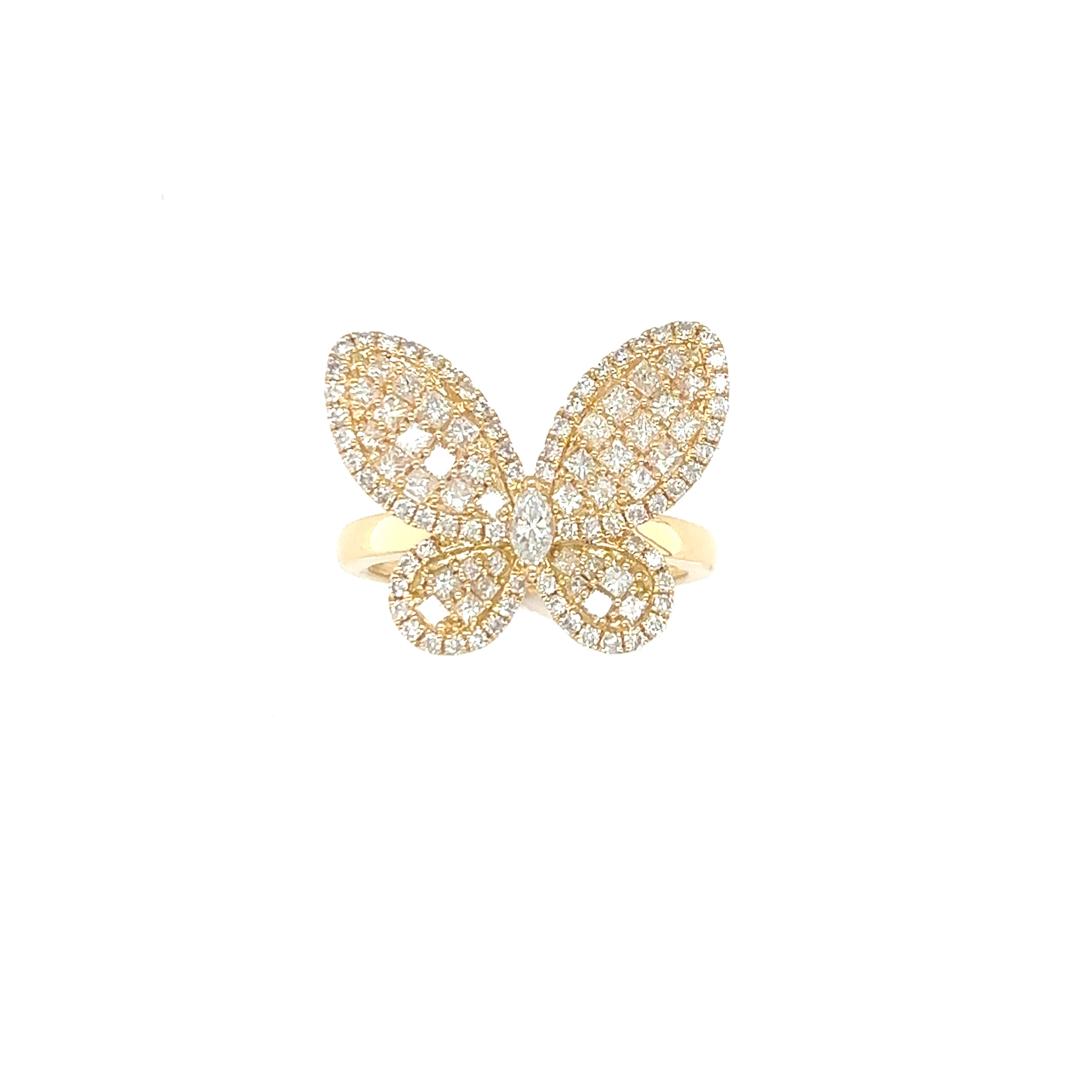 18K Yellow Gold Butterfly 1.25ctw Diamond Ring
