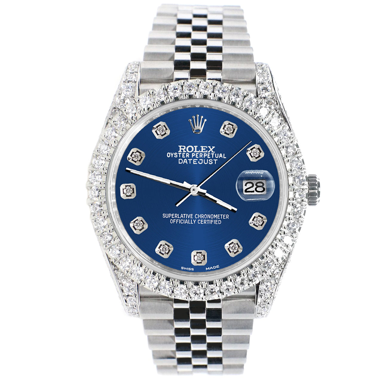 Rolex Datejust 41 5.9CT Diamond Bezel/Lugs/Sides/Cobalt Blue Dial 126300 Watch Box Papers
