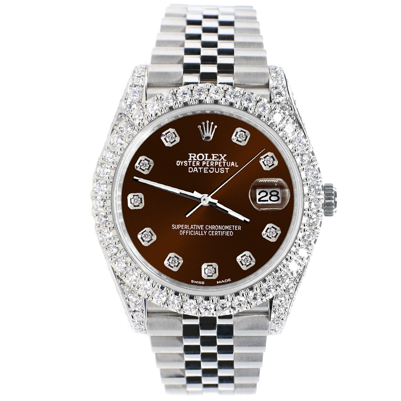 Rolex Datejust 41 5.9CT Diamond Bezel/Lugs/Sides/Chocolate Dial 126300 Watch Box Papers