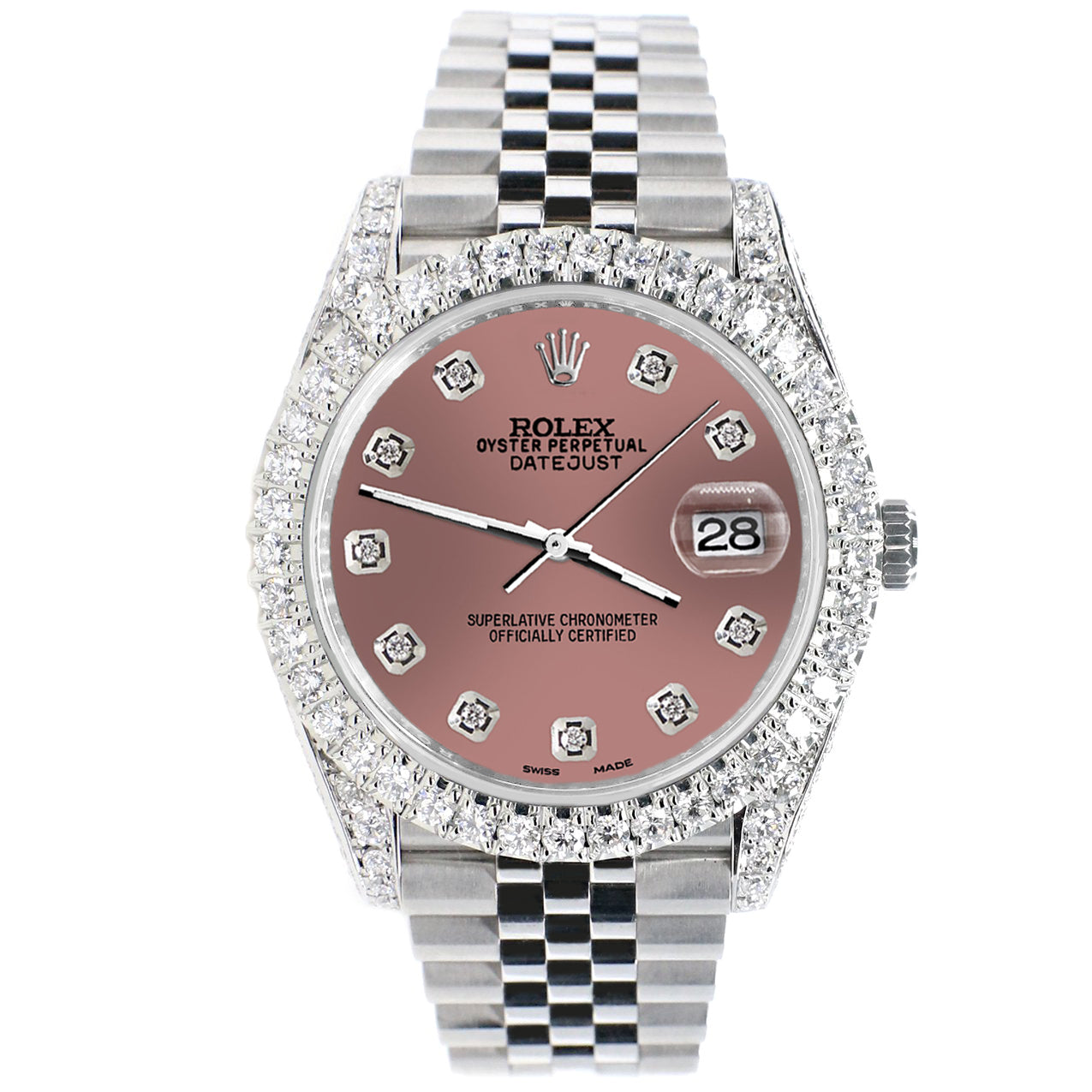 Rolex Datejust 41 5.9CT Diamond Bezel/Lugs/Sides/Salmon Dial 126300 Watch Box Papers