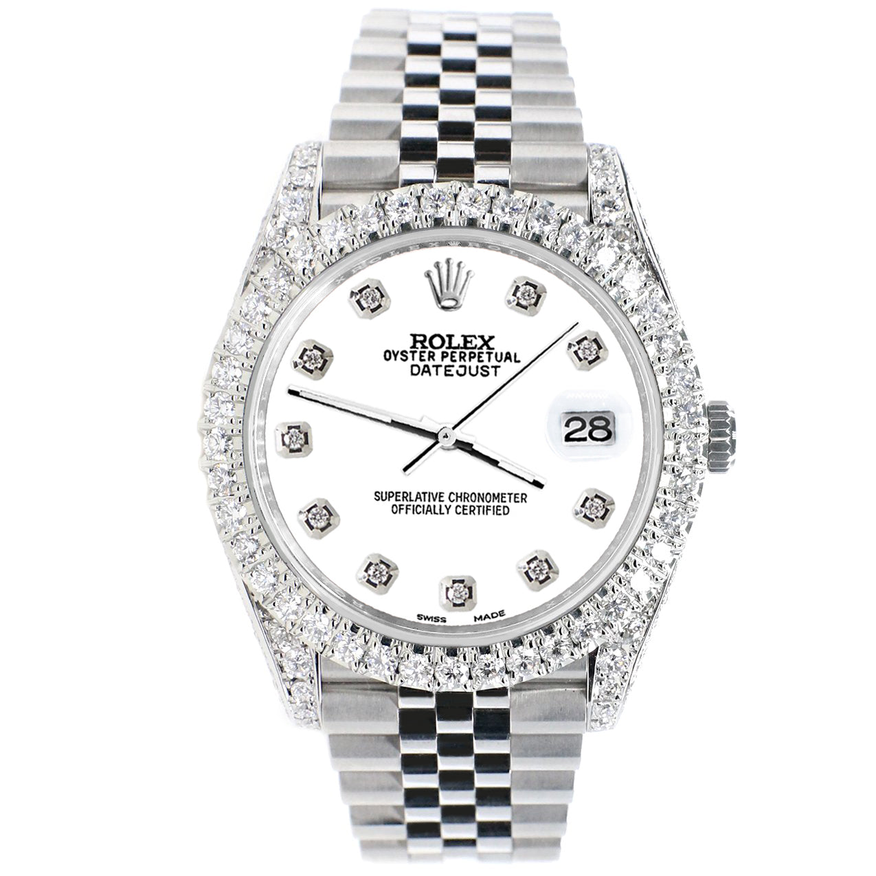 Rolex Datejust 41 5.9CT Diamond Bezel/Lugs/Sides/White Dial 126300 Watch Box Papers
