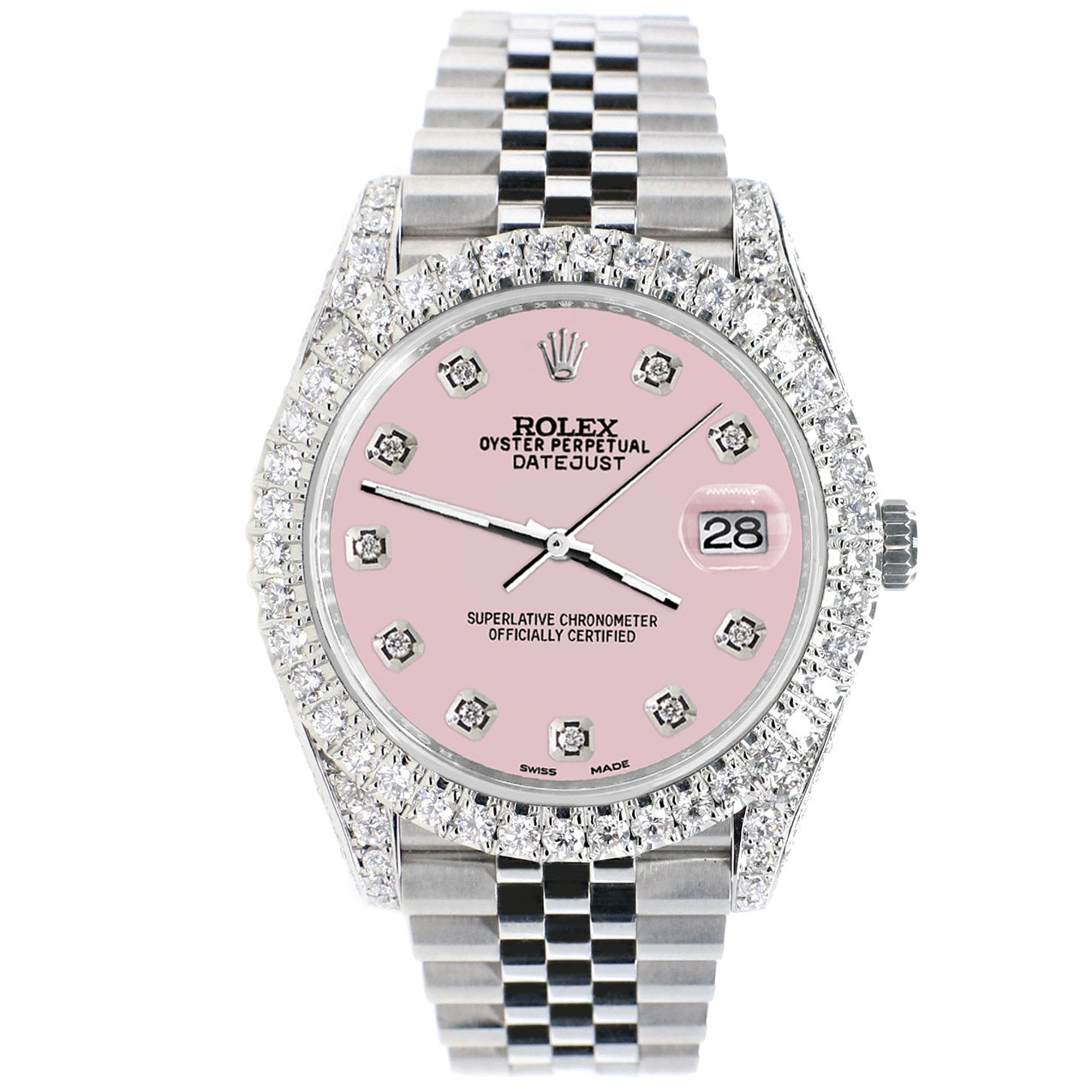 Rolex Datejust 41 5.9CT Diamond Bezel/Lugs/Sides/Orchid Pink Dial 126300 Watch Box Papers