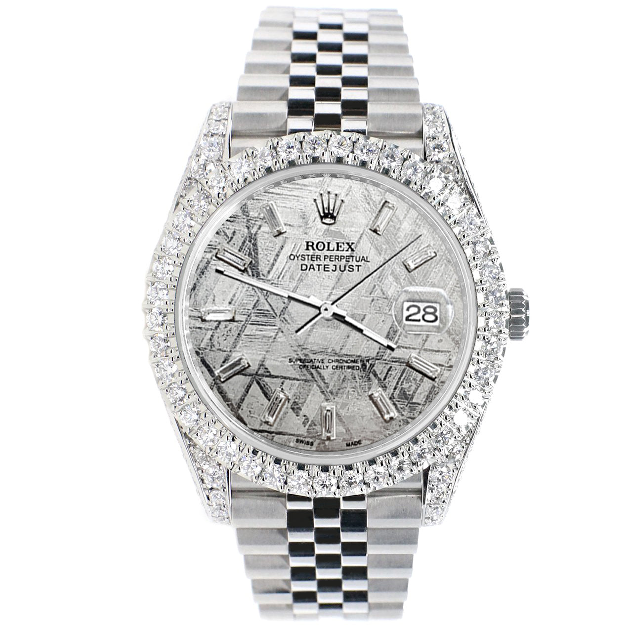 Rolex Datejust 41 5.9CT Diamond Bezel/Lugs/Sides/Gray Baguette 126300 Watch Box Papers