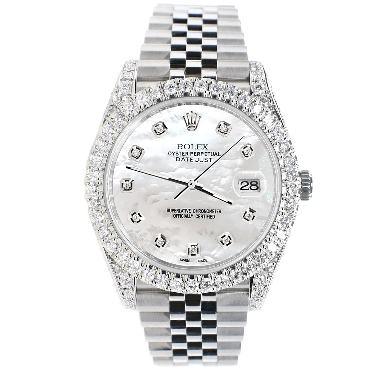 Rolex Datejust 41 5.9CT Diamond Bezel/Lugs/Sides/White MOP Dial 126300 Watch Box Papers