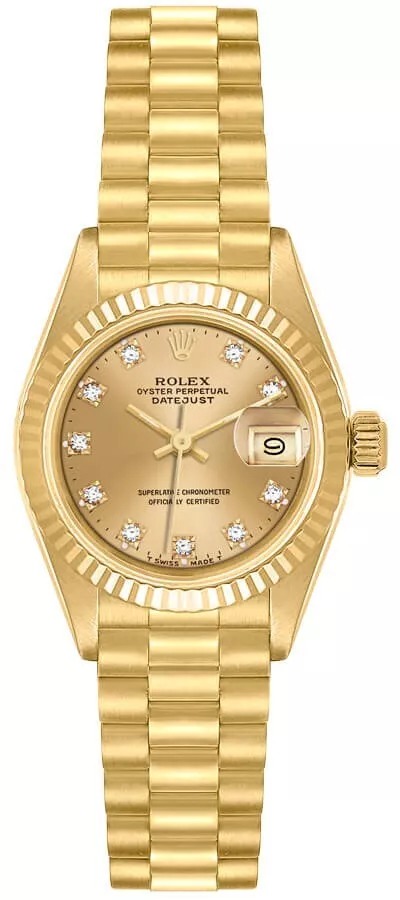 ROLEX レディース腕時計 ゴールド Rolex Lady-Datejust 26 Yellow Gold President Bracelet Womens Watch