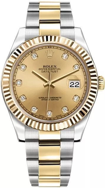 Rolex Datejust II Fluted Gold Bezel Two-Tone Mens Luxury Self-Winding Watch