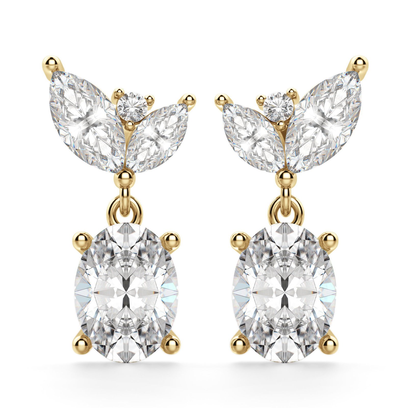 Camellia Oval Cut Drop Earrings