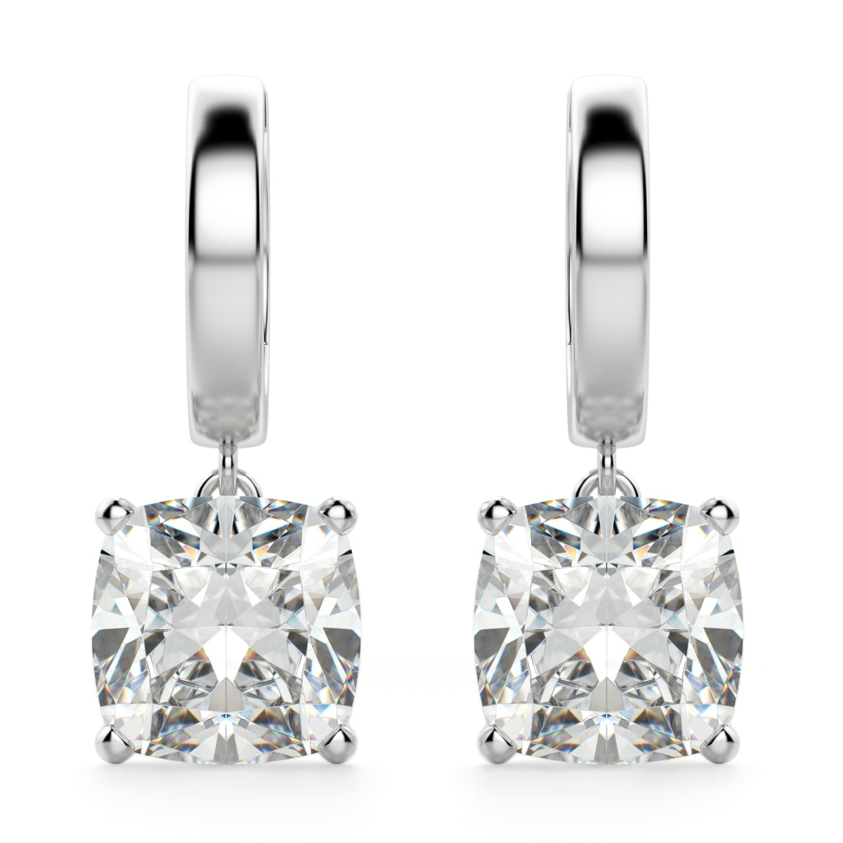 Cushion Cut Solitaire Drop Earrings