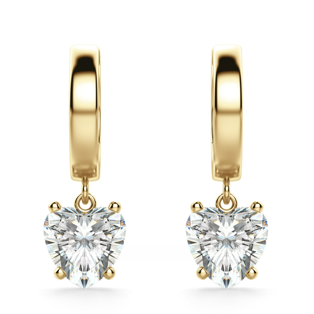 Heart Cut Solitaire Drop Earrings