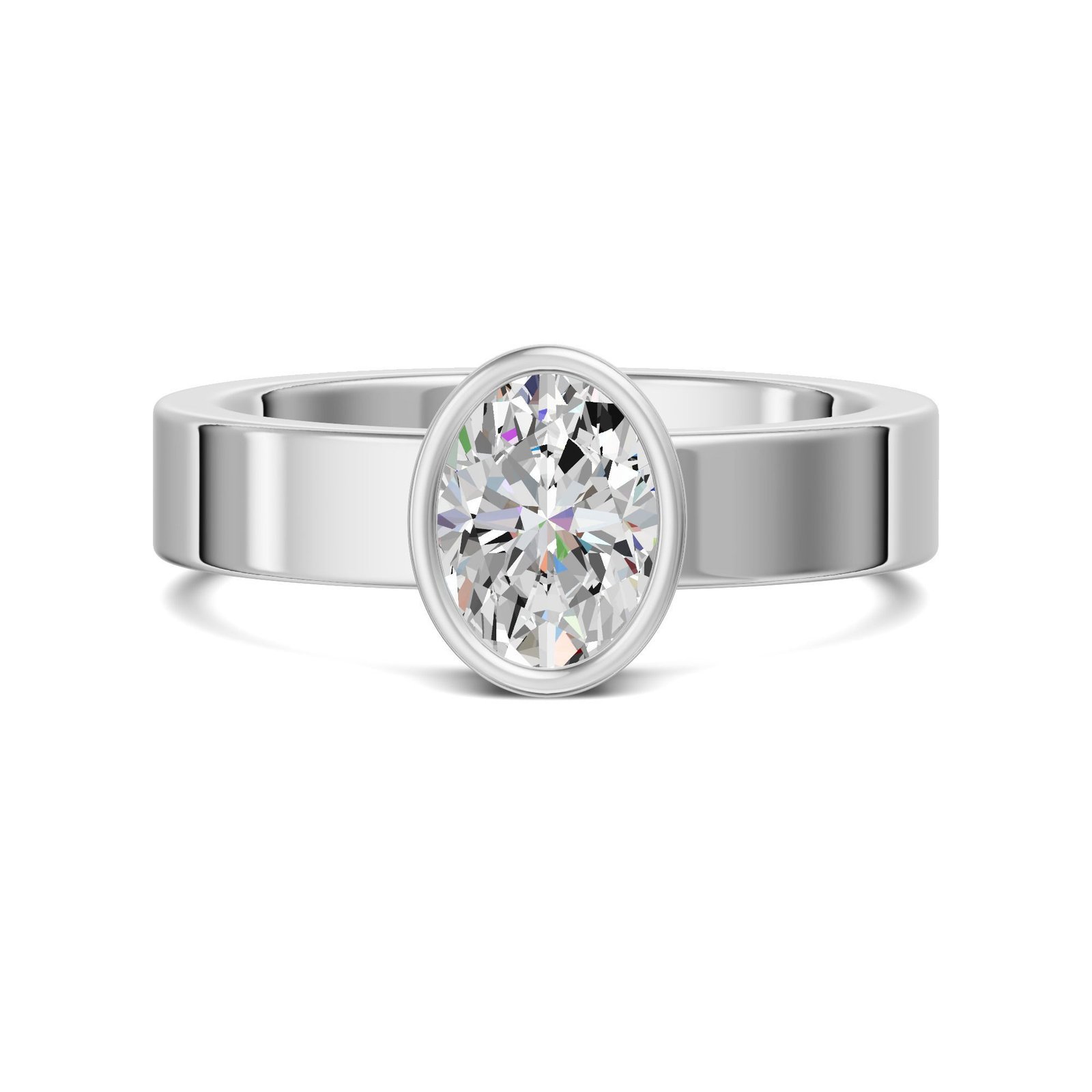 Bezel Bold Oval Cut Engagement Ring