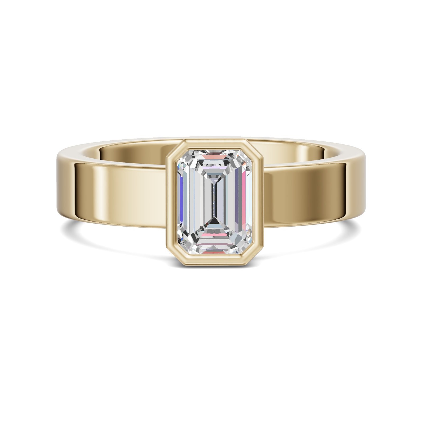 Bezel Bold Emerald Cut Engagement Ring
