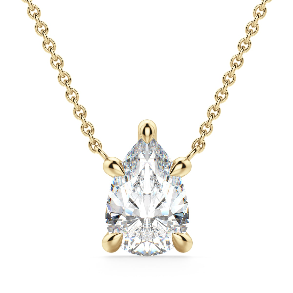 Claw Prong Necklace Pear Cut