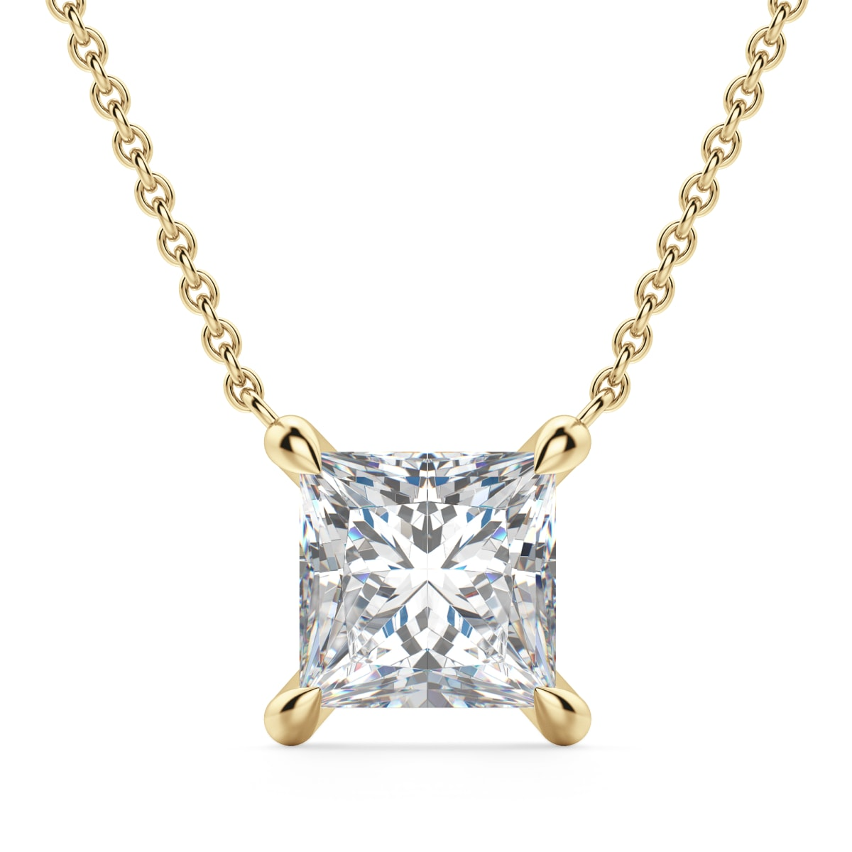 Claw Prong Necklace Princess Cut