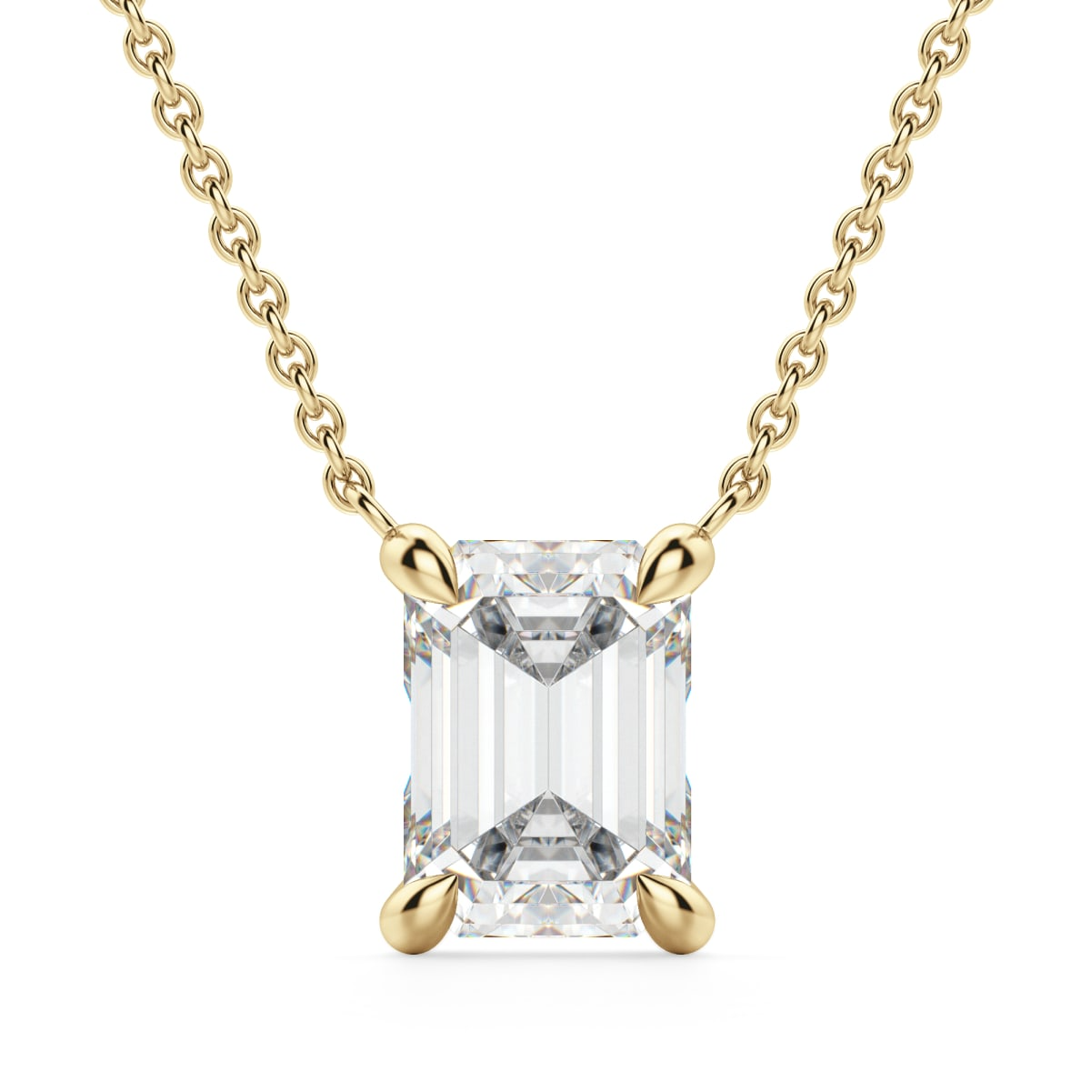 Claw Prong Necklace Emerald Cut