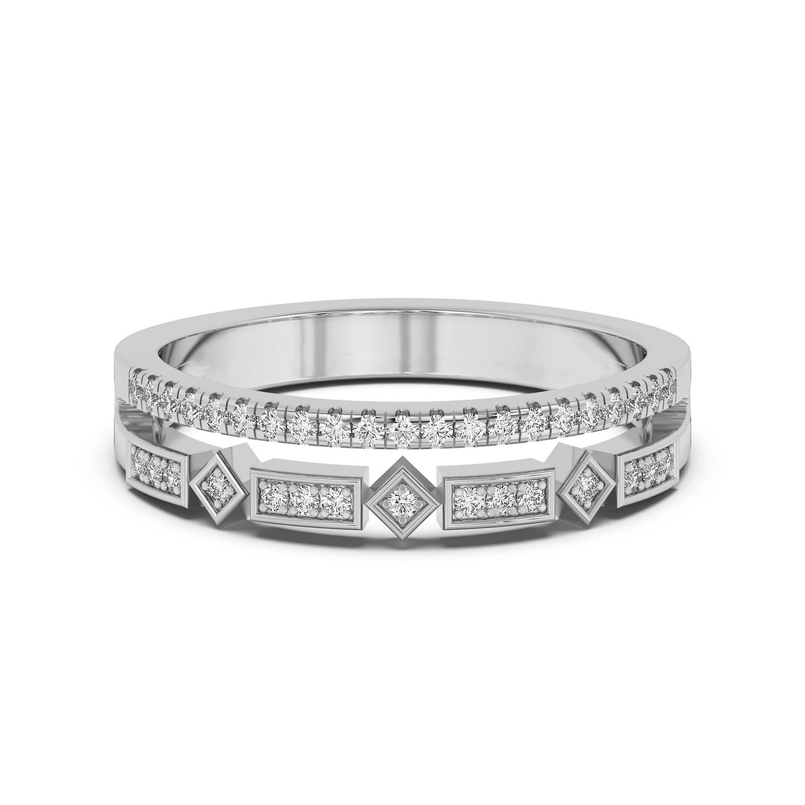 Double Row Fashion Wedding Band