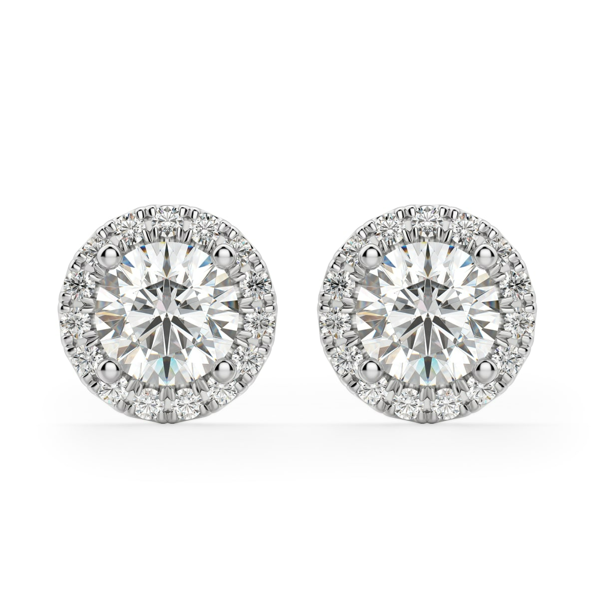 Round Cut Halo Stud Earrings