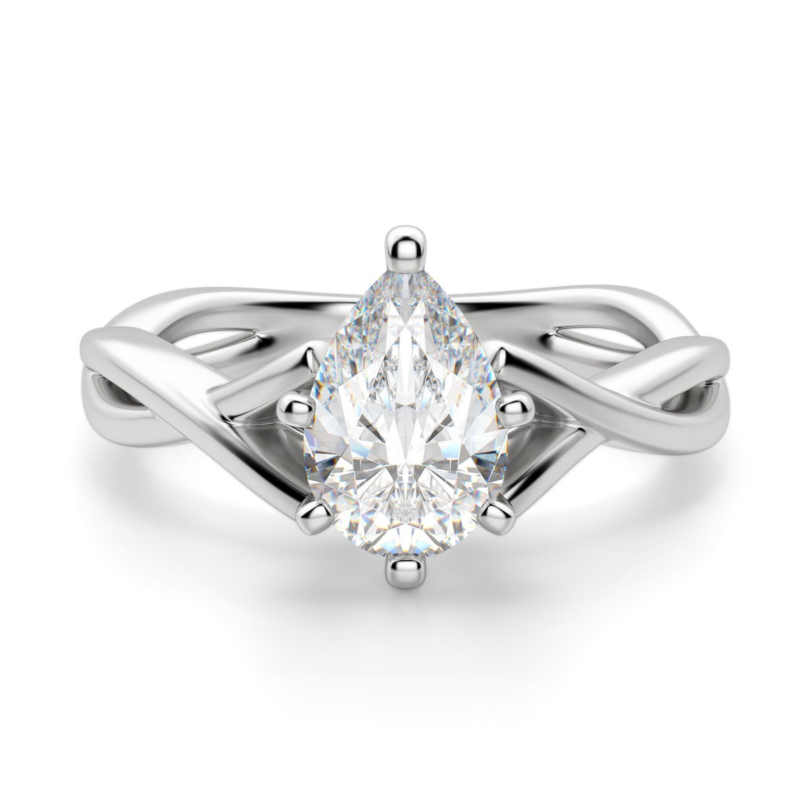 Twisted Classic Pear Cut Engagement Ring