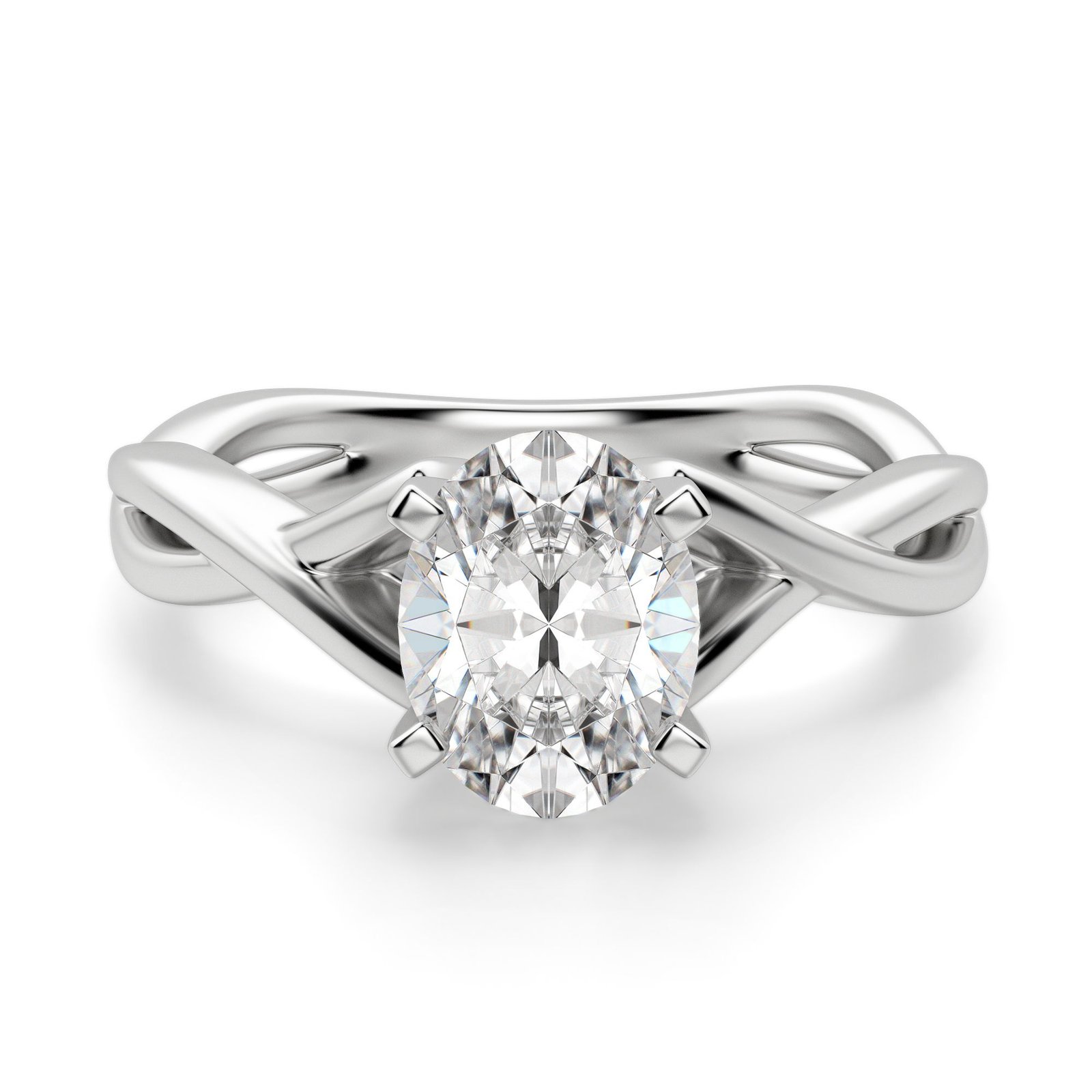 Twisted Classic Oval Cut Engagement Ring
