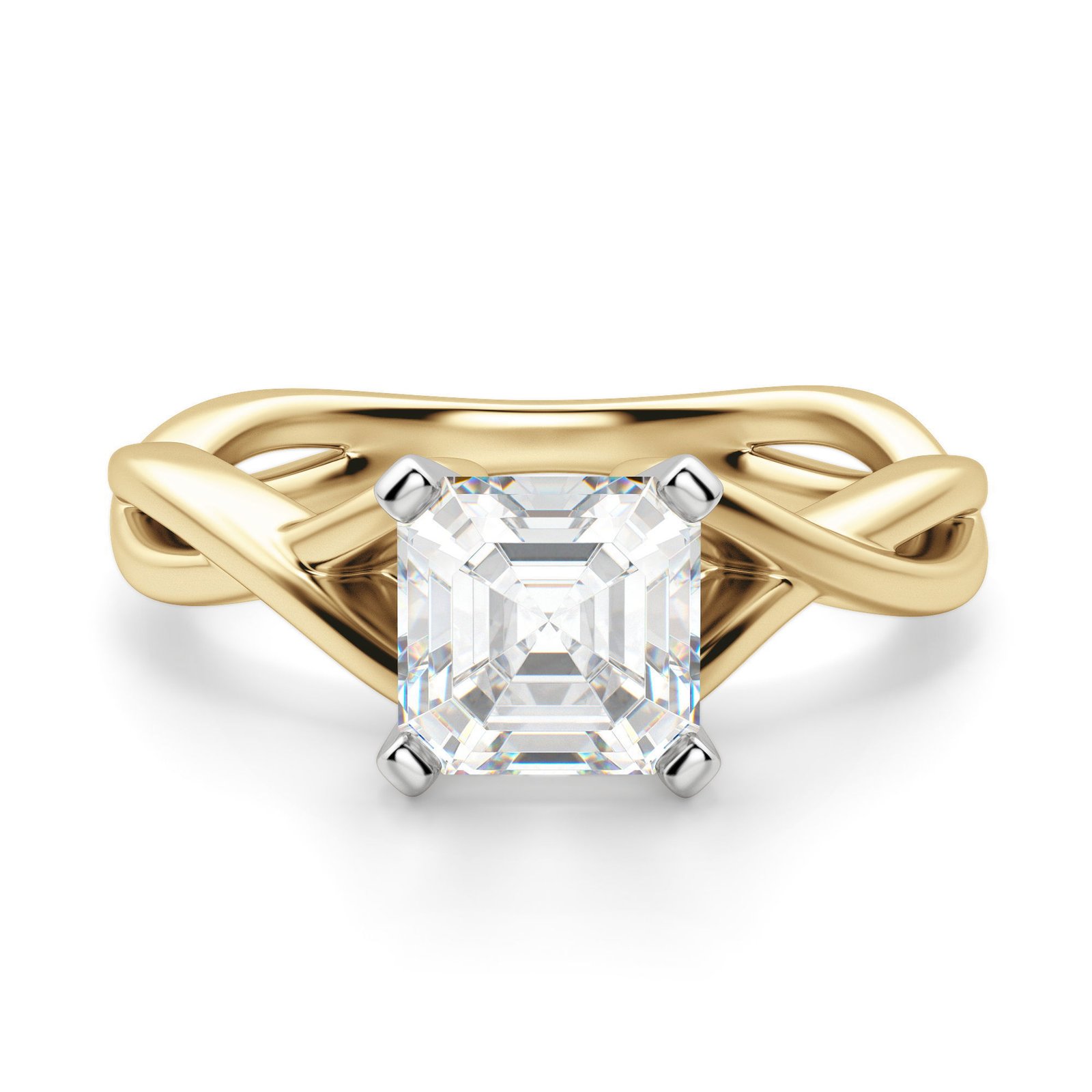 Twisted Classic Asscher Cut Engagement Ring
